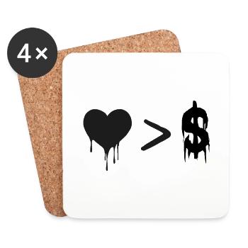 L'amour plus grand que les symboles d'argent - Dessous de verre (lot de 4) - blanc - Devant