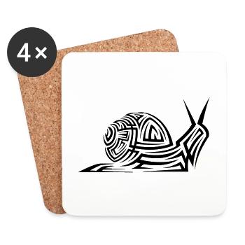 Tatouage tribal d’escargot - Dessous de verre (lot de 4) - blanc - Devant
