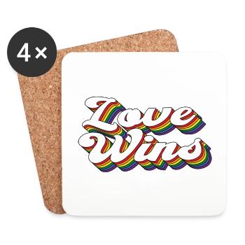 L’amour remporte la Gay Pride LGBTQ Rainbow CSD - Dessous de verre (lot de 4) - blanc - Devant
