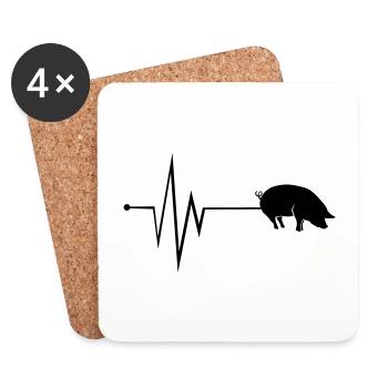 Pig Animal Pulse - Coasters (set of 4) - white - Front