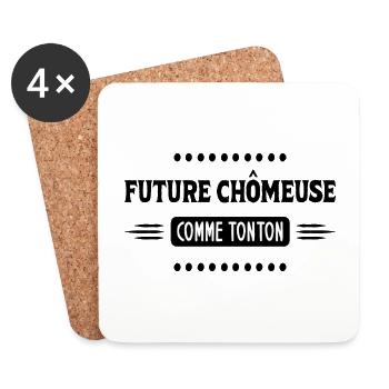 Idée de cadeau pour future chômeuse - Dessous de verre (lot de 4) - blanc - Devant