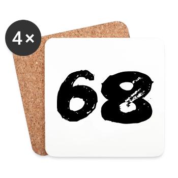 68 Zahl Trikot - Untersetzer (4er-Set) - Weiß - Vorne