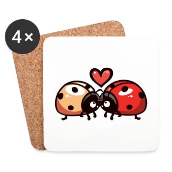Ladybugs In Love Animals Happiness Valentine's Day - Coasters (set of 4) - white - Front