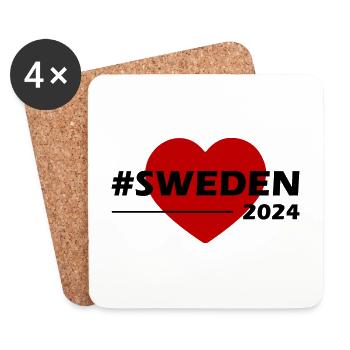 Schweden 2024 Herz Liebe - Untersetzer (4er-Set) - Weiß - Vorne