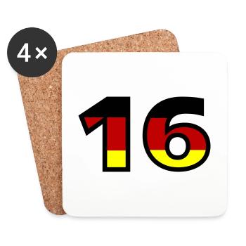 16 Numéro Allemagne Jersey - Dessous de verre (lot de 4) - blanc - Devant