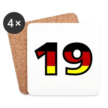 19 Numéro Allemagne Jersey - Dessous de verre (lot de 4) - blanc - Devant