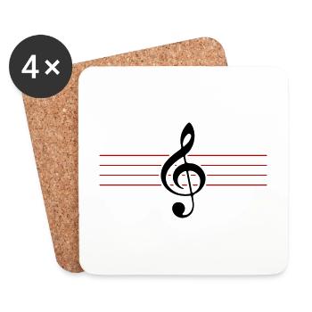Symbole de musique de la clé - Dessous de verre (lot de 4) - blanc - Devant