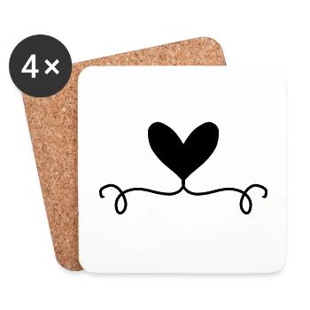 Herz Symbol Linie Liebe - Untersetzer (4er-Set) - Weiß - Vorne