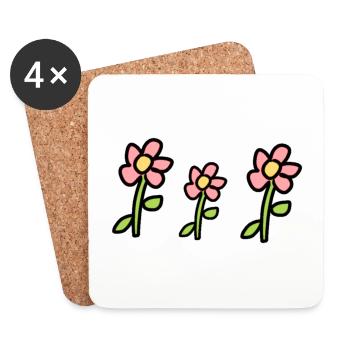 Trois Fleurs Plantes Fleur Symbole Rose - Dessous de verre (lot de 4) - blanc - Devant