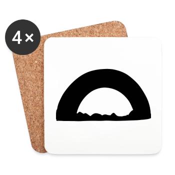 Arc Symbole Forme Herbe Ligne - Dessous de verre (lot de 4) - blanc - Devant