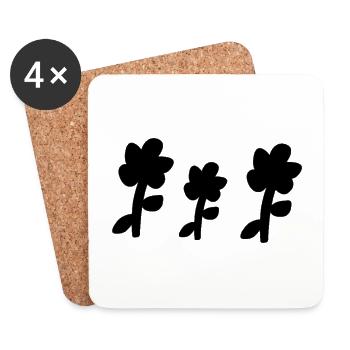 Three Flowers Shape Plants Flower Symbol - Coasters (set of 4) - white - Front