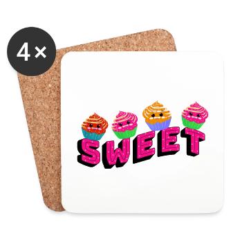 Cute cupcakes - Coasters (set of 4) - white - Front