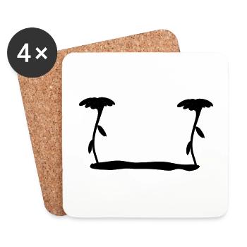 flower symbol blossom plant grass - Coasters (set of 4) - white - Front