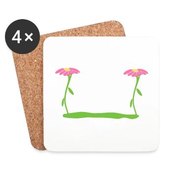 Blume Symbol Blüte Pflanze rosa grass - Untersetzer (4er-Set) - Weiß - Vorne