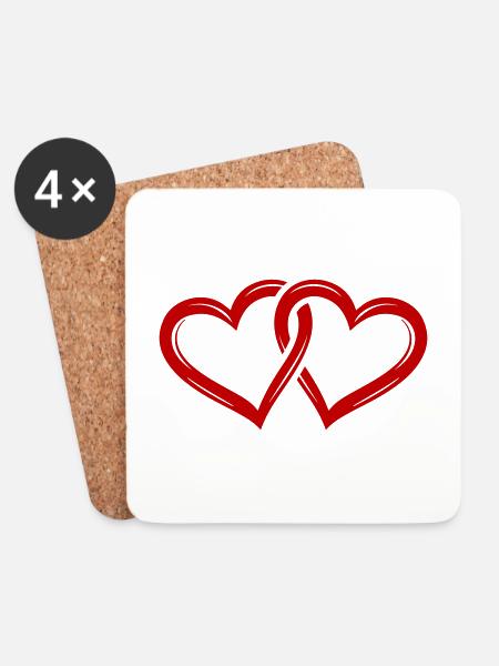 Herzen Liebe Symbol Paare - Untersetzer (4er-Set) - Weiß