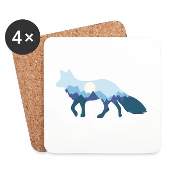 Fuchs Mondschein fox moonlight - Untersetzer (4er-Set) - Weiß - Vorne