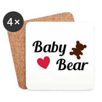 Baby bear (bear, heart) - Coasters (set of 4) - white - Front