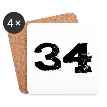 34 Number jersey - Coasters (set of 4) - white - Front