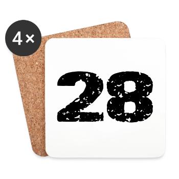 28 Zahl Trikot - Untersetzer (4er-Set) - Weiß - Vorne