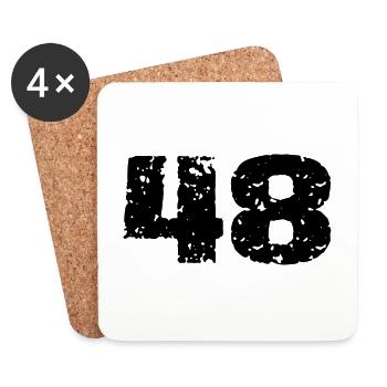 48 Zahl Trikot - Untersetzer (4er-Set) - Weiß - Vorne