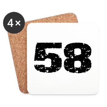 58 Zahl Trikot - Untersetzer (4er-Set) - Weiß - Vorne