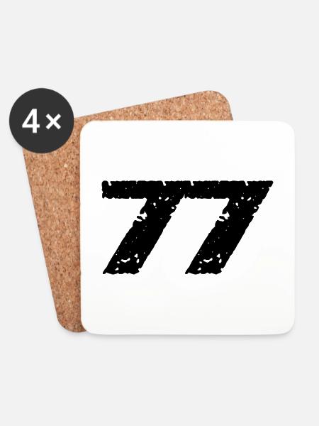77 Zahl Trikot - Untersetzer (4er-Set) - Weiß