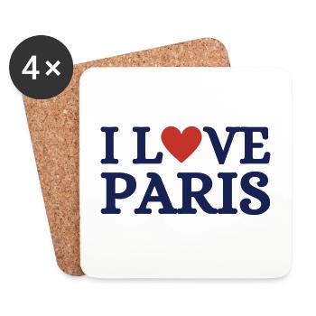 I Love Paris - J’aime Paris - Dessous de verre (lot de 4) - blanc - Devant