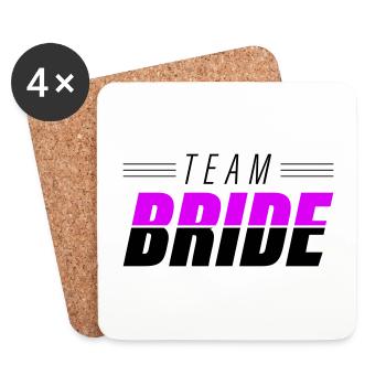 Team Bride Hochzeit Spruch - Untersetzer (4er-Set) - Weiß - Vorne