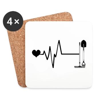 Shovel Pulse Heart Love - Coasters (set of 4) - white - Front