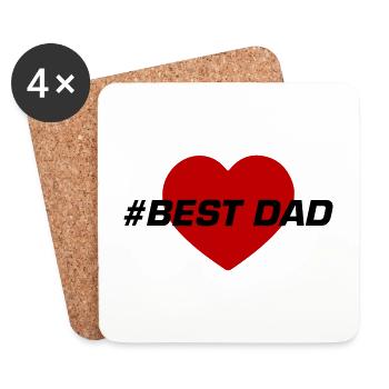 Meilleur amour de coeur de papa - Dessous de verre (lot de 4) - blanc - Devant