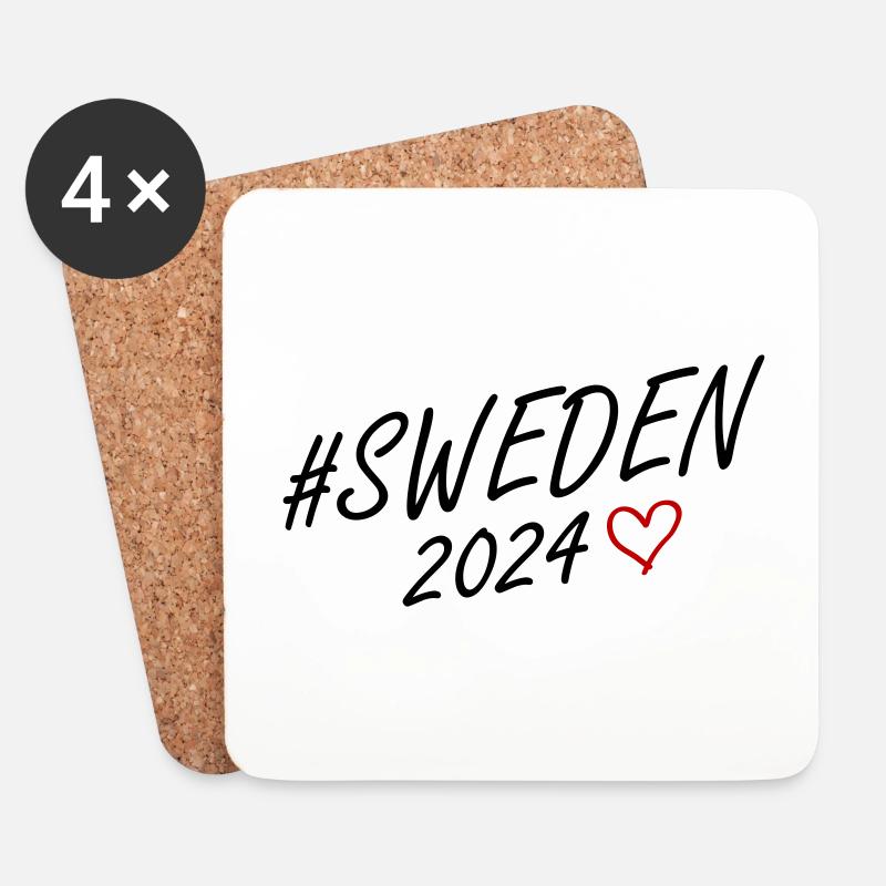 Schweden 2024 Herz Reise - Untersetzer (4er-Set) - Weiß