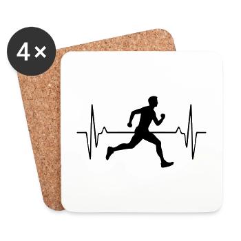 Running Marathon Man Pulse Frequency - Coasters (set of 4) - white - Front