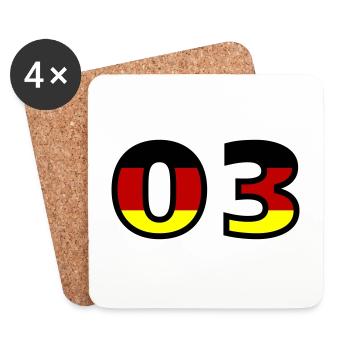 3 Number Germany Jersey - Coasters (set of 4) - white - Front