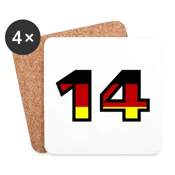 14 Zahl Deutschland Trikot - Untersetzer (4er-Set) - Weiß - Vorne