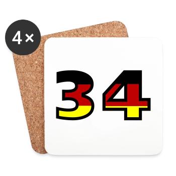 34 Numéro Allemagne Jersey - Dessous de verre (lot de 4) - blanc - Devant