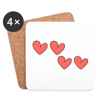 Heart Four Hearts Symbol - Coasters (set of 4) - white - Front