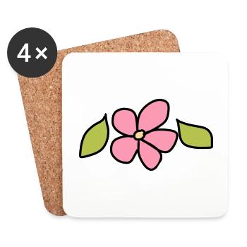 Fleur, Plante, Symbole, Nature, Rose, Feuilles - Dessous de verre (lot de 4) - blanc - Devant