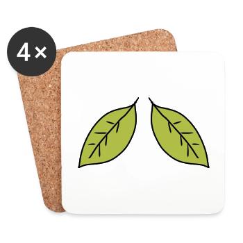 two leaves leaf green icon - Coasters (set of 4) - white - Front