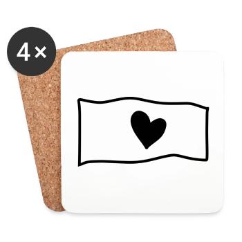 Forme de symbole de drapeau d’amour de cœur - Dessous de verre (lot de 4) - blanc - Devant