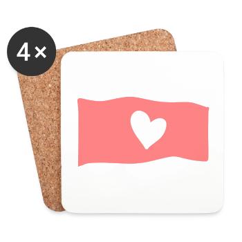 Symbole Drapeau Coeur Rose Forme Amour - Dessous de verre (lot de 4) - blanc - Devant