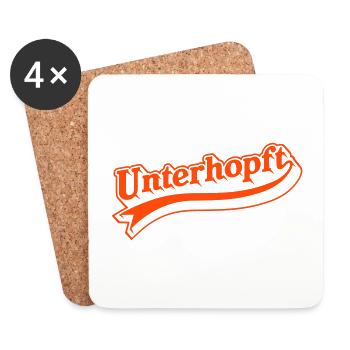 Unterhopft Bier T-Shirt Design - Untersetzer (4er-Set) - Weiß - Vorne