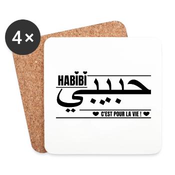 Habibi, c'est pour la vie ! - Idée cadeau Amour - Dessous de verre (lot de 4) - blanc - Devant