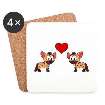 Hyène Comic Couple amour - Dessous de verre (lot de 4) - blanc - Devant