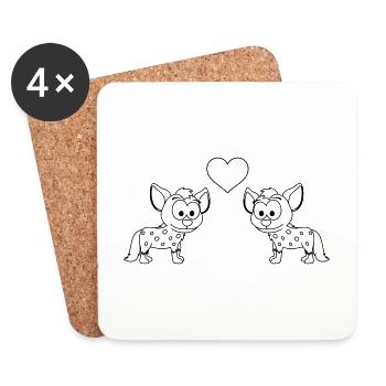 Hyène Bande dessinée Couple Amour - Dessous de verre (lot de 4) - blanc - Devant