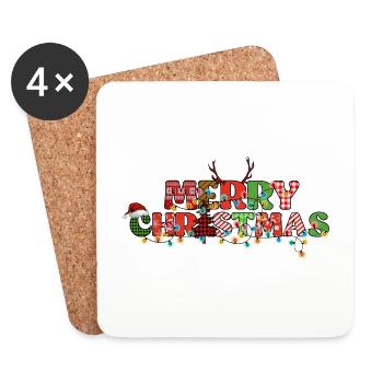 Weihnachten Santa Claus Merry Christmas - Coasters (set of 4) - white - Front