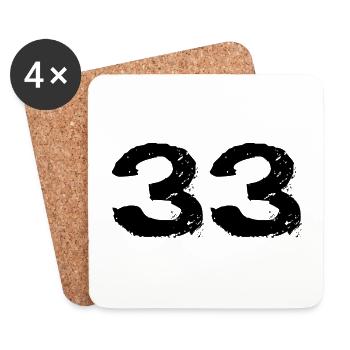 33 Maillot numéro - Dessous de verre (lot de 4) - blanc - Devant