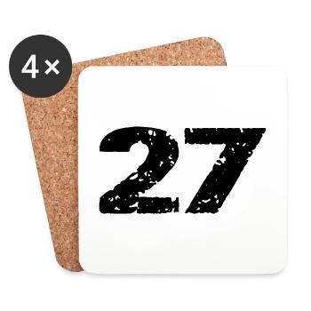 27 Zahl Trikot - Untersetzer (4er-Set) - Weiß - Vorne