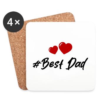 Meilleur Papa Coeurs Amour - Dessous de verre (lot de 4) - blanc - Devant