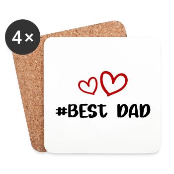 Best Dad Herz Liebe - Untersetzer (4er-Set) - Weiß - Vorne