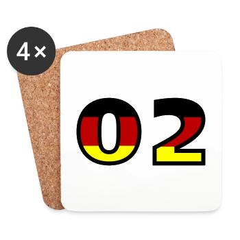 2 Zahl Deutschland Trikot - Untersetzer (4er-Set) - Weiß - Vorne